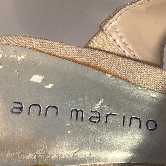 Ann Marino Tan Fabric Multicolor Jewels Slip On Heel Sandal Shoe Sz 6.5 - Picture 9 of 11